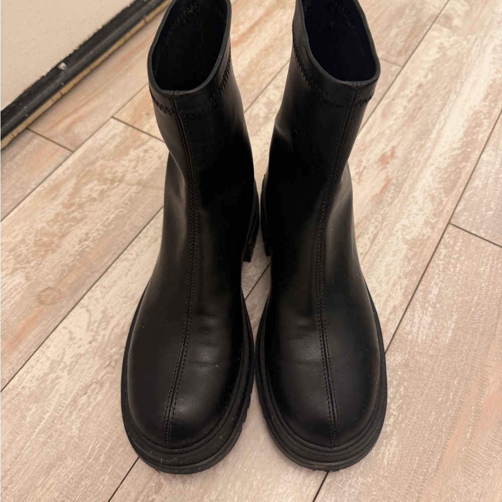 Black chunky ankle boots
